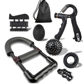 MTSDM 7 Pack Grip Strengthener, Adjustable Resistance Wrist Forearm Exerciser, Finger Stretche Trainer, Grip Strengthener, Grip Ring, Relief Ball, Storage Bag, for Muscle Building Hand Exerciser