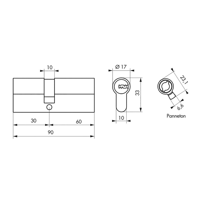 THIRARD - 30 x 60 mm Nickel Plated Cylinder -