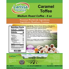 Caramel Toffee Medium Roast Coffee (Gourmet, Naturally Flavored, Whole Coffee Beans) (8 oz, ZIN: 565014)