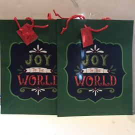Set of 3 Medium Paper Christmas Gift Bag- Joy to The World
