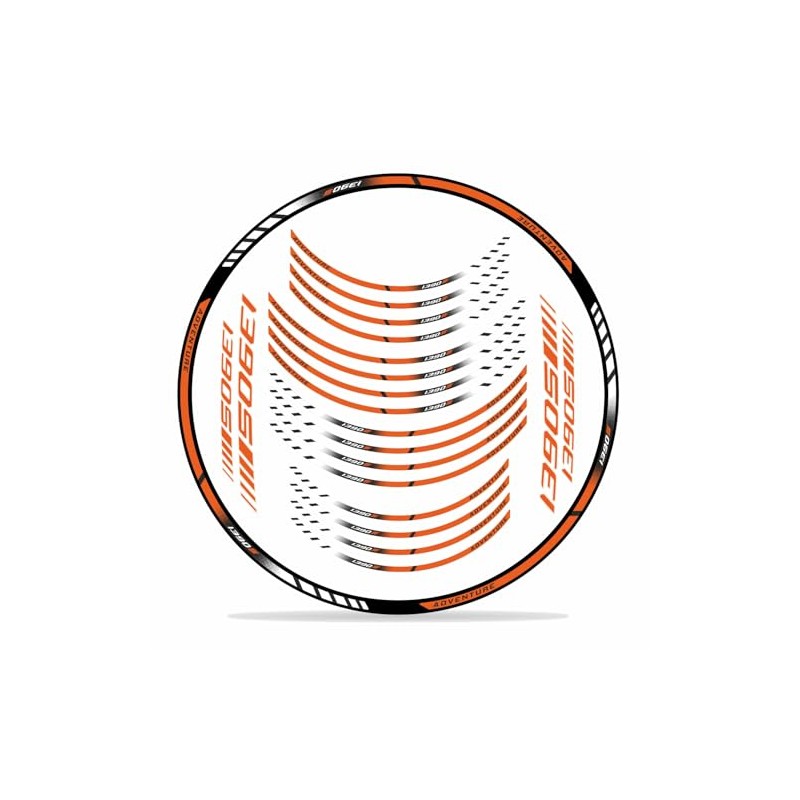 Set Felgenrand Aufkleber Orange Compatible with KTM 1390 Super Adventure