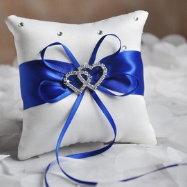 Restokki Wedding Ring Cushion Wedding Ring Cushion Ring Cushion Bridal Ring Holder Cushion Double Heart Wedding Ring Box Wedding Accessories Decoration Accessories (Blue)