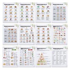 12 Pcs Mediterranean Diet Food List, Mediterranean Meal Plan Chart, Grocery List Health Food Guide for Daily Diet Plan, Mediterranean Food Plan