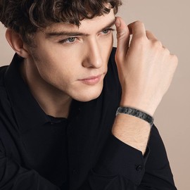 USWEL Ultra Strength Magnetic Bracelet - Titanium Steel Magnetic Bracelets for Men Women - Adjustable Length with Sizing Tool, Fathers Day/Mothers Day Jewelry Gift (Black)