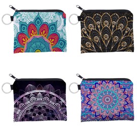 Spldsun Spldsun Pack of 4 Mini Purse, Mini Print Canvas Purse, Small Bag with Zip, for Storing Change, Coins or Cosmetics (12 x 9.5 cm), As shown in the picture, purses