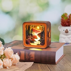 3D Wooden Puzzles Night Light, (Autumn Sunset) DIY Night Light Kit, 3D Wooden Puzzles for Adults Creative DIY Birthday Gift for Friends and Family, DIY New Year Gift