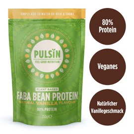 Pulsin - Vanilla Vegan Faba Bean Protein Powder - 250g - 20g Protein, 1.5g Carbs, 101 Kcal Per Serving - Gluten Free, Plant Based, Palm Oil Free & Dairy Free Protein