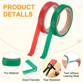 M METERXITY 2-Pack Grip Finishing Tape PVC Racket Wrap Grip Racquet Finishing Tapes for Pickleball/Racquetball/Badminton/Squash/Baseball Bat Handle Green, Red