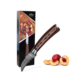 Wakoli EDIB Damast Schälmesser & Tourniermesser mit 8 cm Klinge gefertigt aus 67 Lagen echtem Damaststahl mit Pakkaholzgriff I Premium Damast Küchenmesser in Geschenkverpackung