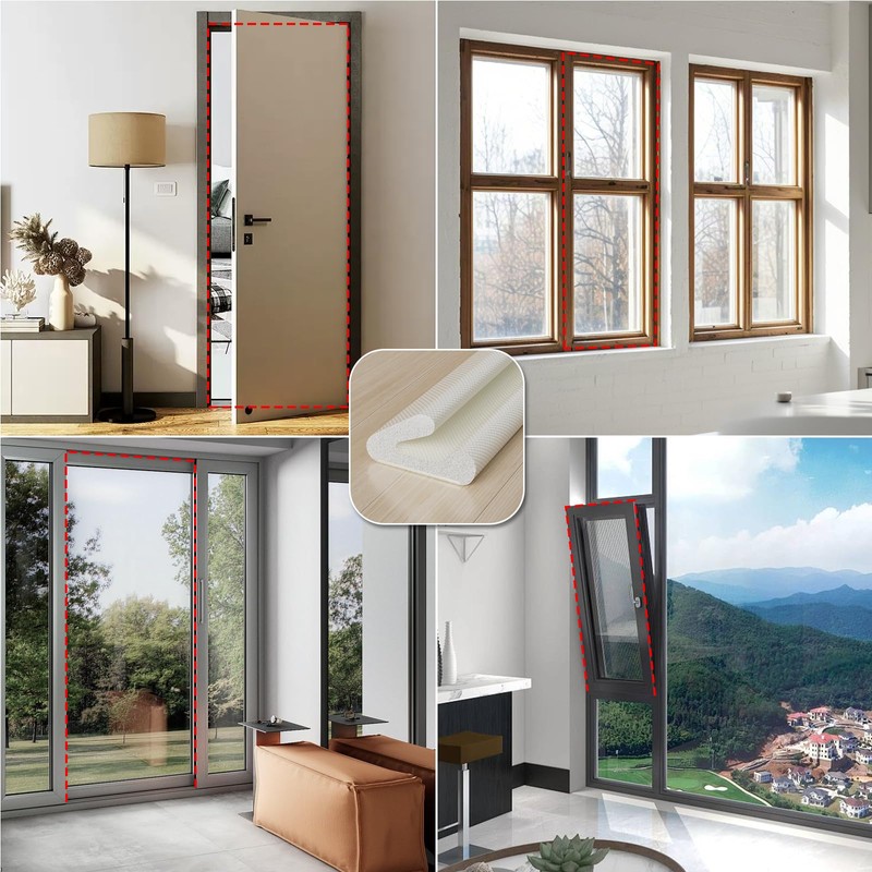 V-Shaped Weather Stripping Door Seal, 33FT Thin Foam Sealing Stripping
