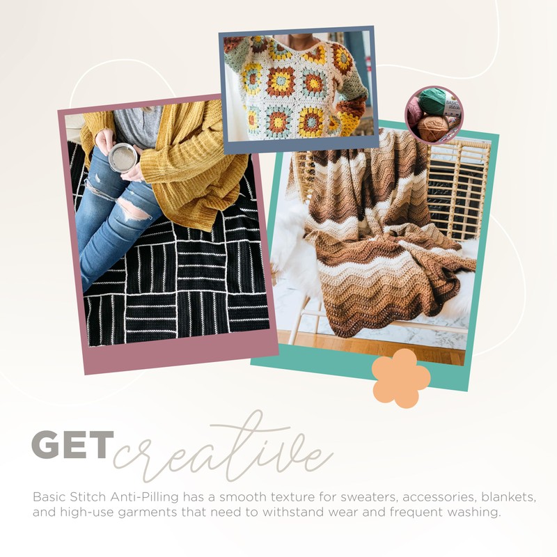 Lion Brand Yarn Basic Stitch Anti-Pilling Yarn for Crocheting, Knitting,