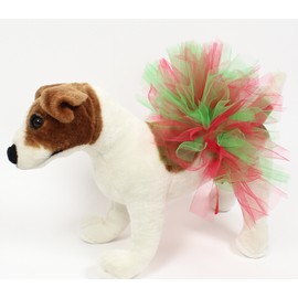 Pawpatu Handcrafted Red and Green Christmas Colors Mesh Tutu for Dogs
