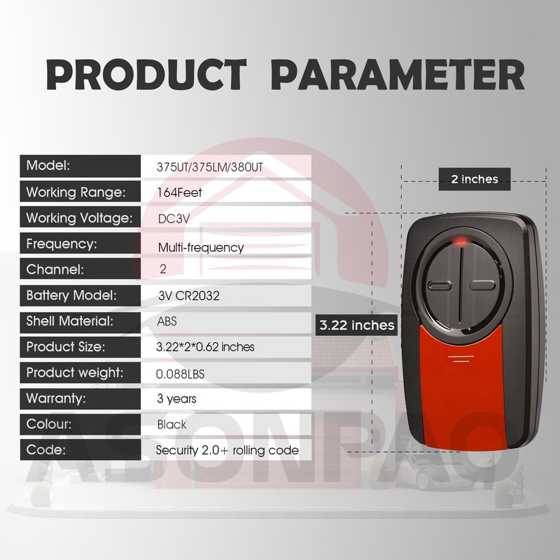 3 for LiftMaster Garage Door Opener Remote, 375UT, 375LM, 380UT,