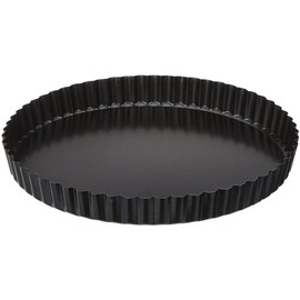 Paderno Non Stick Fluted Round Tart Mould/Quiche Tin/Flan Tin 240mm 25mm Deep Loose Base