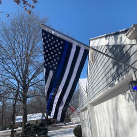 Embroidery Stars Thin Blue Line Police American Flag 3x5 ft- UV Fade Embroidered Blue Stripe Cop US Flags Banners Outdoor- Blue Lives Matter Support Police Flag Thick 240D Nylon with 2 Brass Grommets