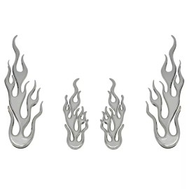 Neutron Motorsports 3D CHROME ABS FLAMES CAR TRUCK STICK ON EMBLEM DECAL 4PCS