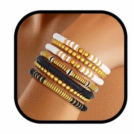 JEWEKY Surfer Stackable Beaded Bracelets Set for Women Bohemian Clay Layered Friendship Bracelet Jewelry (R2)