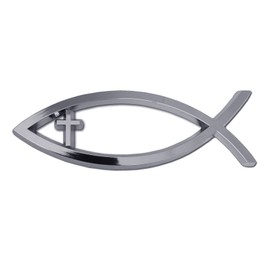 Elektroplate Christian Fish with Cross OEM Chrome Emblem for Cars, Trucks, and All Auto | Universal Fit at 4" x 1.4" | Weatherproof