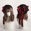 Women Girl's Lolita Painter Hat Beret Cap with Bowknot (Black
