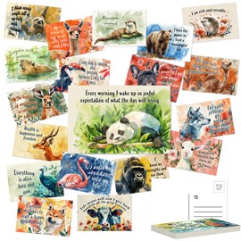 SHOXREM 32 Funny Inspirational Postcards, 6x4 Inches, Motivational Cards for Mailing, Bright Watercolor Animal Designs