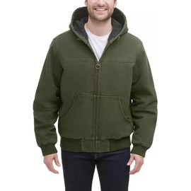 G.H. Bass & Co. Men’s Hooded Cotton Canvas Shell Workwear Jacket (Green,Medium)