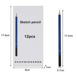 YPYMOD 12 Pieces Drawing Pencils, Pencils Set 5H 4H 3H 2H HB B 2B 3B 4B 5B 6B 8B, Sketching Pencils, Drawing Pencil for Children Adults Beginners Professional Drawing