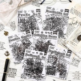 420pcs Transparent Romantic Stickers Black English Phrases Scrapbook Stickers for Scrapbook Notepad Album Planner (prose)