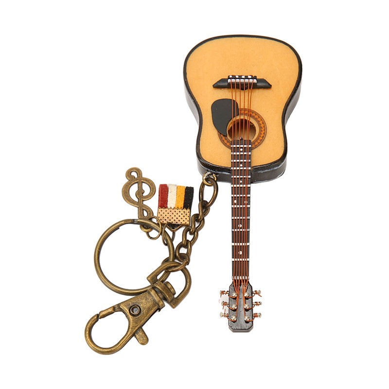 Mini Guitar Model Keychain Function Smoothing Wood Rich Details Miniature