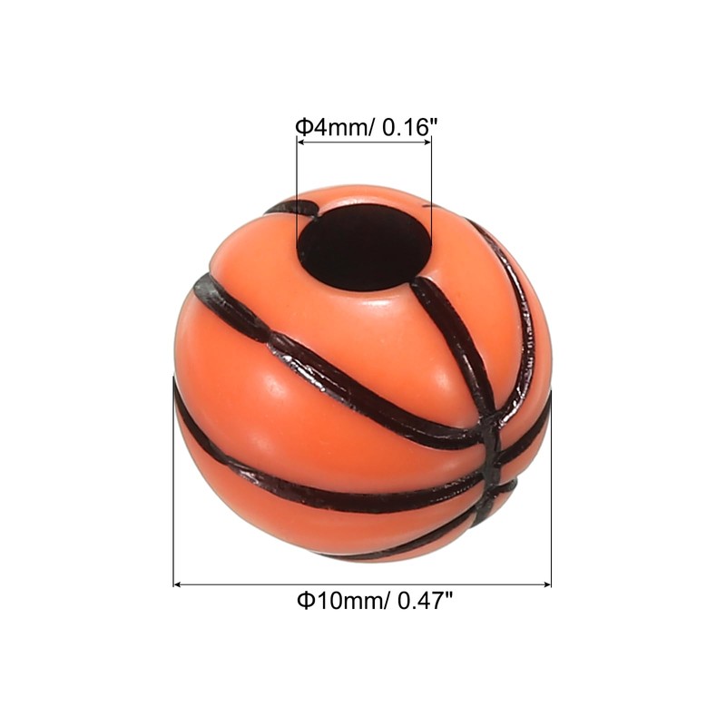 PATIKIL 10mm Orange Acrylic Round Sports Bead, 60 Pack, Craft