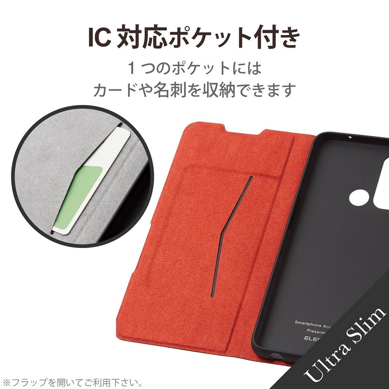 Elecom PM-O212PLFUBK OPPO Reno5 A Leather Case Folio UltraSlim Thin