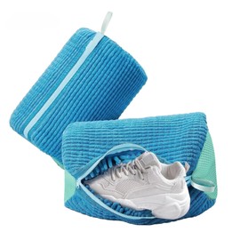 CocoFill Laundry Net, Shoe Washing Bag, 1 Piece, Shoe Wash Bag, Laundry Net, Prevents Shape Shape, Round Shape, No Scrunching, Blue