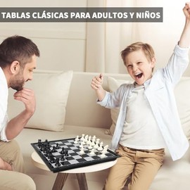 RUISTLI Tablero de Ajedrez,Profesional Ajedrez Magnetico de ABS Plegable,Chess para Niños y Profesionales,Tamaño de La Placa 25 * 25CM (32 Piezas de Ajedrez)