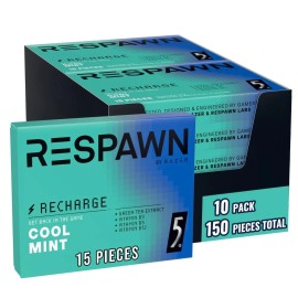 RESPAWN 5 Gum Cool Mint Sugar Free Chewing Gum For Gamers 15 Count Pack Mental Focus