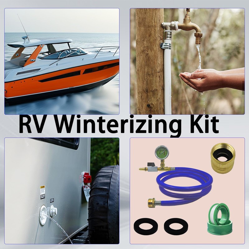 RV Winterizing Kit with Pressure Gauge, 60inch RV Winterize Hose