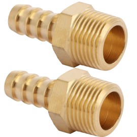 2pcs Brass Hose Barb Fitting, 3/8" Barb x 3/8" NPT Male, Adapter, NPT Male to Barb Pipe Fitting by CX WONDERLAND
