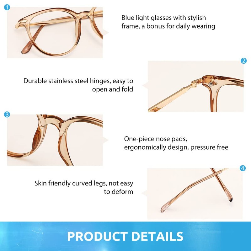 Firmoo Blue Light Blocking Glasses Women Round, Anti Glare Blue