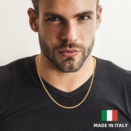 Andsion 14k Gold Plated Rope Chain for Men trendy, 4.0mm Stainless Steel Necklace for Men, Sturdy & Non Tarnish Gold Rope Chain Necklaces Mens Jewelry Gift 22 Inch