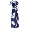 OUGES Women's V-Neck Pattern Pocket Maxi Long Dress(Floral-12,M)