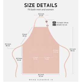 Syntus 2 Pack 100% Cotton Adjustable Bib Apron with 2 Pockets for Women, Kitchen Aprons for Cooking, Powder Pink