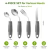 Adaptive Utensils, Adaptive Utensils 4pcs for Hand Tremors,Elderly, Arthritis,Parkinsons-Built Up