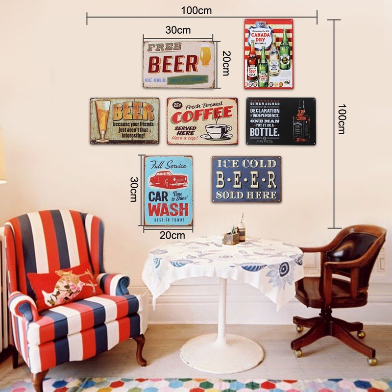 YESURPRISE Tin Sign Cocktail Wall Decor Retro Design Board Postcard