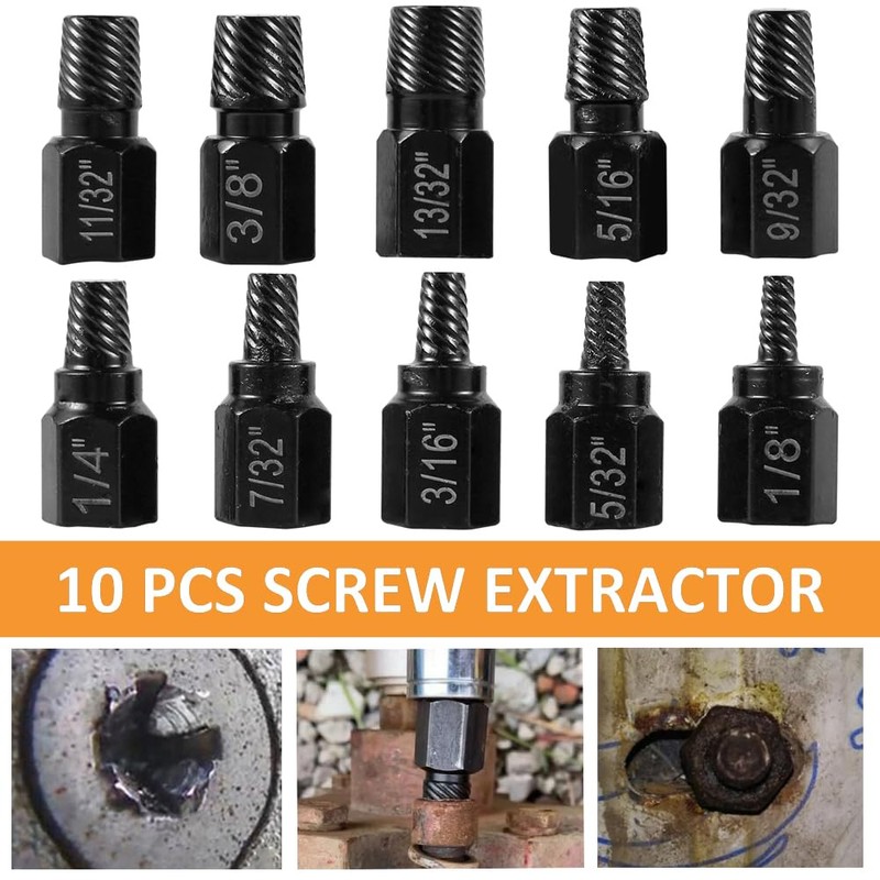 10 Pcs Screw Extractor Set, Hex Head Easy Out Bolt