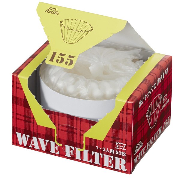 Kalita Wave Filters KWF-155 Pack of 50 Sheet White Convenient box type for taking out and storing 22211 (Japan Import) (155(1 to 2 people))