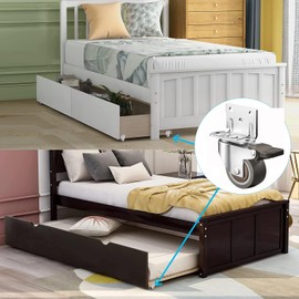 WANLIAN L Shape Caster Wheels 2 Inch Side Mount Casters Set of 4 Heavy Duty Swivel Rolling Wheels with 2 Brakes, Metal Top Plate Small Rubber Caster Wheels for Furniture, Cabinets, Tables, Carts