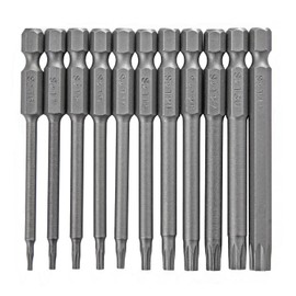 VESTTIO Security Torx Screwdriver Bit Set 11PCS 1/4 Inch Hex Shank 3 Inch/75 mm Length S2 Steel Tamper Proof Star 6 Point with Magnetic for Power Screwdriver Drill Impact Driver