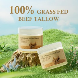 mkzea Beef Tallow for Skin, Beef Tallow, Beef Tallow for Face, Unscented Natural Tallow Face Moisturizer for Whole Body, Whipped Tallow Balm, Deeply Moisturizes and Soothes the Skin, 1.7 OZ