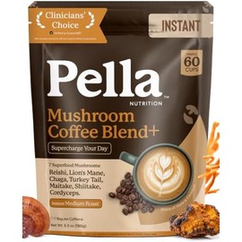 Pella Nutrition Café Instantáneo De Hongos Orgánicos (60 Porciones) Con 7 Hongos Superalimentos, Gran Sabor, Incluye Melena De León, Reishi, Chaga,