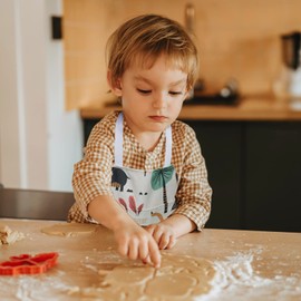 FenFang Children's Apron Boys Girls Apron for Children Painting with Pockets Dinosaur Cooking Apron Painting Apron Art Apron Kitchen Apron Work Apron Cooking Baking Garden 3-10 Years, beige