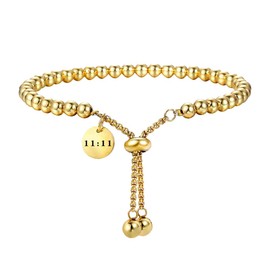 OAKKY Angel Number Bracelets for Women Lucky 11 11 Ball Chain Silver Gold Plated Adjustable Stainless Steel Simple Faith Dainty Meaningful Jewelry Gold
