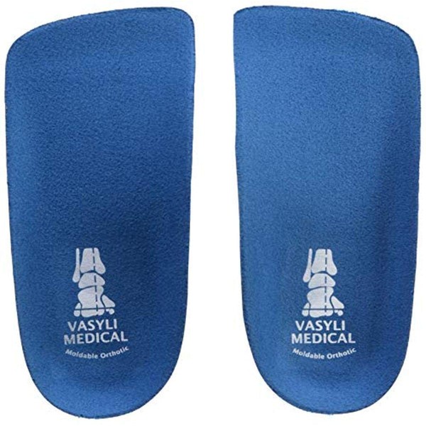 Vasyli Custom 3/4 Length Insoles, Blue, Small, Fast & Effective Pain Relief, Customized Biomechanical Alignment, Medium Density, General Orthotic Needs, Everyday Walking Shoes, Heat Moldable